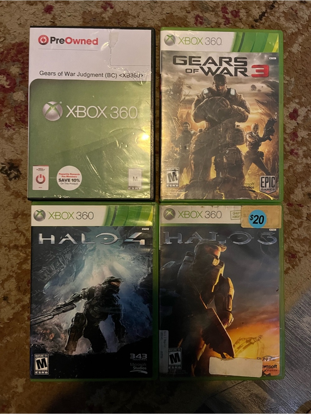 Gears of War Halo Xbox 360 Lot of 4 CIB Gears Judgment Gears3 Halo4 Halo3